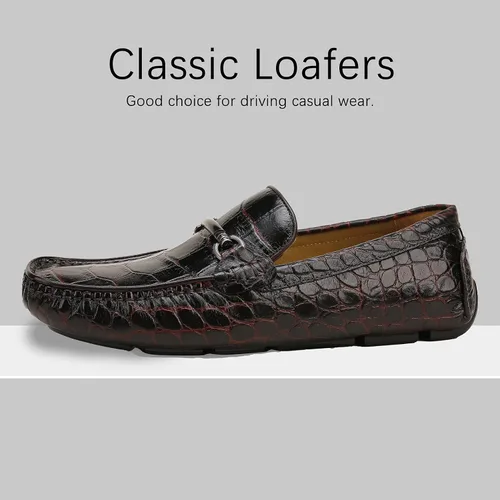 Vista 4 de Mocasines de cuero genuino para hombre, cómodos mocasines casuales de conducción, mocasines transpirables