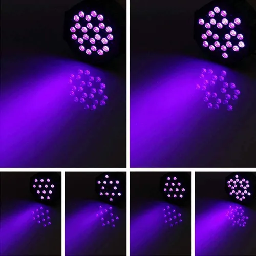 Vista 2 de U`King Luces negras para fiesta brillante, 72 W, UV, 36 LED, luz negra que brilla en la oscuridad, luz negra estroboscópica con control remoto DMX