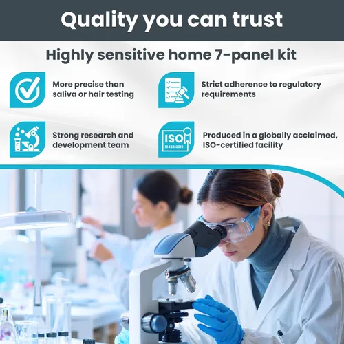 Vista 6 de Exploro Kit de prueba de drogas de 7 paneles - Prueba de drogas en orina en casa para THC, cocaína, opiáceos, anfetaminas, benzodiacepinas, MDMA