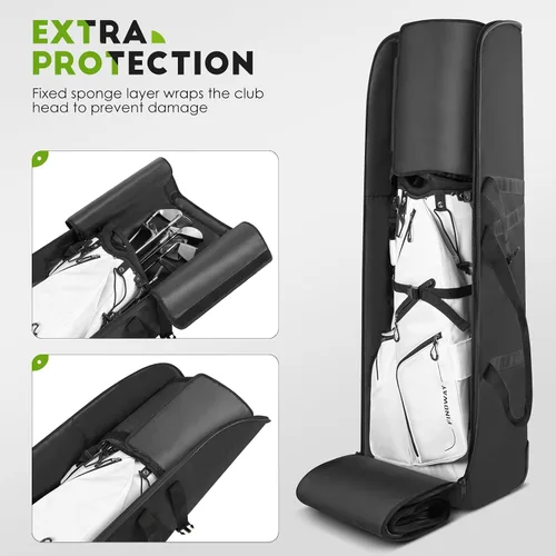 Vista 5 de findway Bolsa de viaje de golf para aerolíneas 900D resistente Oxford Golf Funda de viaje con ruedas, funda de viaje de golf con forro protector