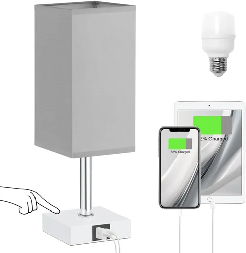 Vista 9 de Lámpara de mesa Ambimall con control táctil y 2 puertos de carga USB, lámpara de mesa de 3 modos para mesita de noche, lámpara de noche para A: rosa