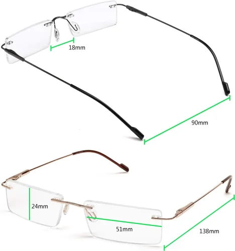 Vista 3 de Success Eyewear Reading Glasses 2 Pair Rimless Ultra Lightweight Readers for Men and Women