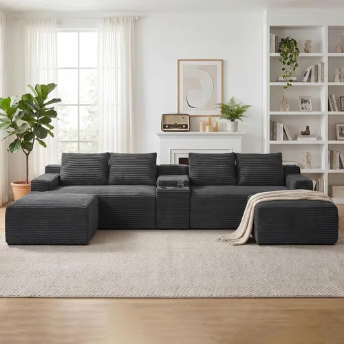 Vista 23 de Tmsan Sofá de 3 plazas sin hueso de 80.7 pulgadas para sala de estar con portavasos y asiento profundo de 26 pulgadas, bolsillos laterales, sofá