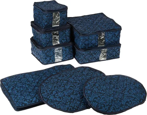 Vista 7 de Hudson Damask China Juego de contenedores de almacenamiento de 8 piezas, bronceado, beige
