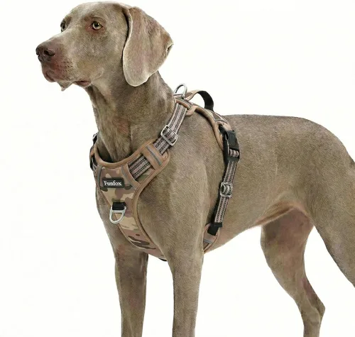 Vista 44 de Funfox Arnés para perro sin tirones, arnés de chaleco ajustable para mascotas, material súper suave con mango vertical, fácil control, paseo