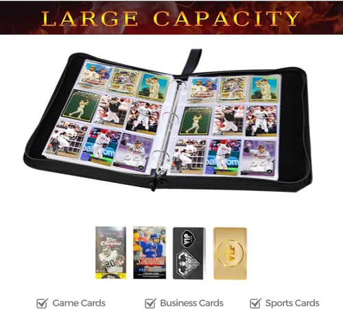 Vista 5 de Carpeta de Tarjetas de Fútbol Americano con Fundas, 900 Bolsillos Protectores de Tarjetas de Fútbol Americano Álbumes, Estuche Organizador
