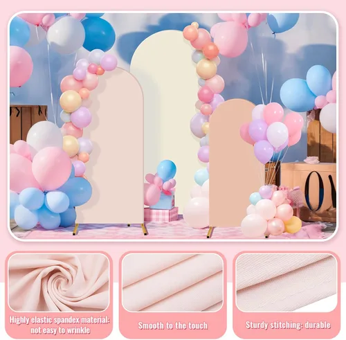 Vista 2 de Buryeah Juego de 3 fundas elásticas para arco de boda de 6 pies, 5 pies, 4 pies, de elastano, ajustadas, de 2 caras, elásticas para decoración