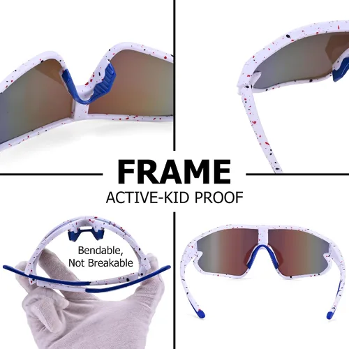 Vista 4 de Gafas de sol de béisbol para niños, gafas de sol de béisbol juveniles para niños y niñas, pantallas deportivas de sóftbol de 6 a 14 años