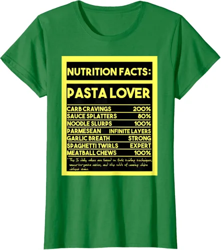 Vista 40 de Pasta Lover Nutrition Facts: The Ultimate Carb Connoisseur's T-Shirt Negro