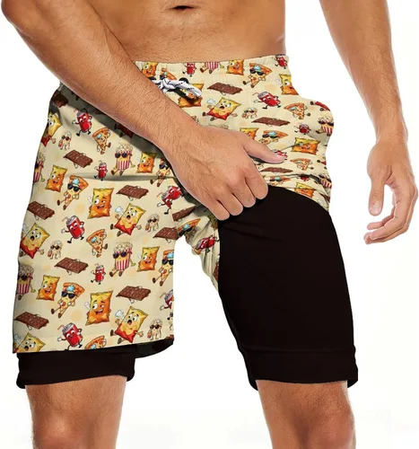 Vista 28 de CHILL·TEK Traje de baño para hombre con forro de compresión de secado rápido 2 en 1, traje de baño para playa