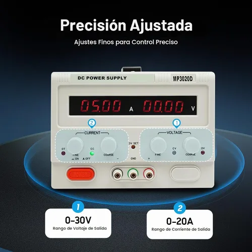 Vista 8 de Fuente de alimentación de CC variable 0-30V 0-20A, fuente de alimentación de banco de CC regulada de conmutación ajustable, protección múltiple de 4