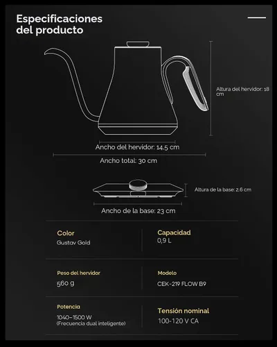 Vista 8 de Cocinare FLOW B9 - Hervidor eléctrico de cuello de cisne ± 1 ° F