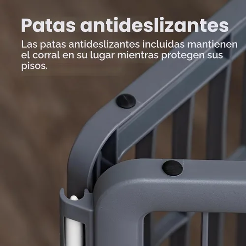 Vista 5 de IRIS USA Corralito para mascotas de ejercicio de 4 paneles de 24 pulgadas, corral para cachorros y perros pequeños y medianos, mantiene a las Gris