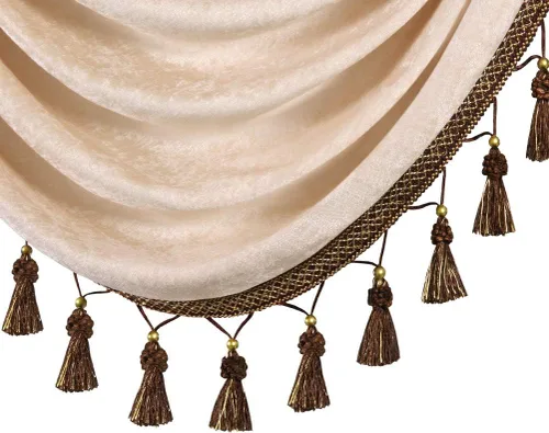 Vista 4 de ELKCA Cenefa Swag de Cascada de Chenilla Gruesa Beige para Sala de Estar Cortinas de Cenefa Pequeñas para Cocina, Paquete de 1