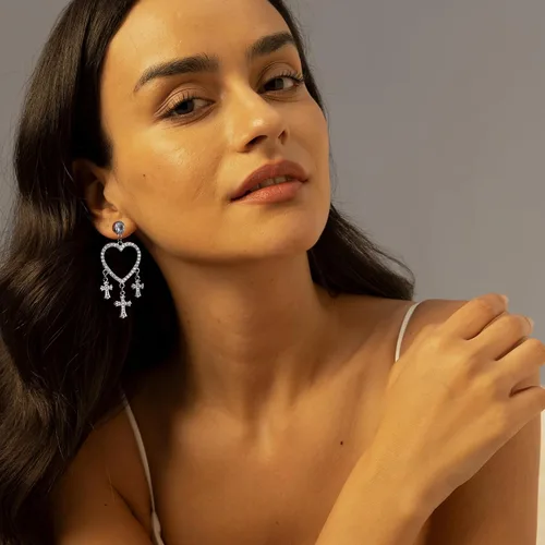 Vista 4 de Cross Earrings Love Zircon Drop Earrings Jewelry Gifts for Women Girls