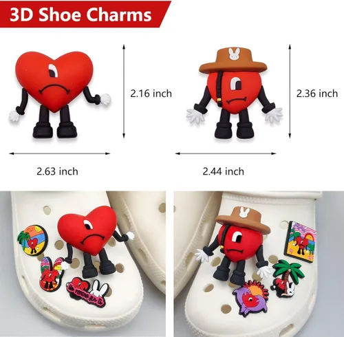 Vista 2 de GOTPE Dijes 3D para zapatos, decoración de zapatos, conejito malo de dibujos animados para mujer y hombre, zapatos de bricolaje, Plástico, No es una