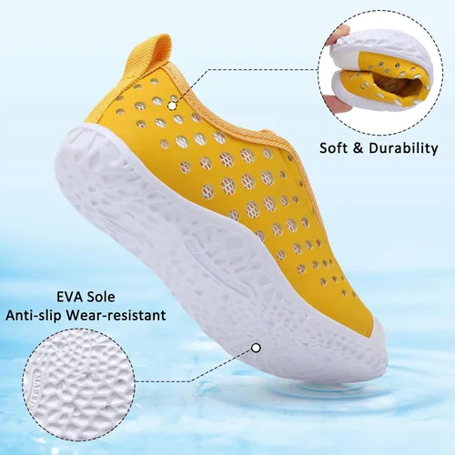 Vista 4 de Fires Zapatos de agua para niños y niñas, de secado rápido, transpirables, calcetines de agua descalzos para playa, natación, zapatos deportivos