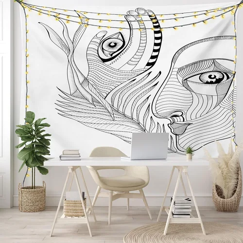 Vista 48 de Ambesonne Tapiz bohemio, diseño floral de bruja, luna y mariposa con adornos de mandala, decoración de tela para colgar en la pared para dormitorio