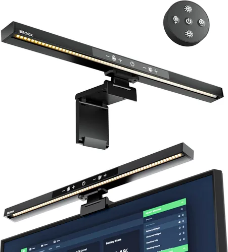 Vista 7 de Barra de luz para monitor, lámpara de monitor de computadora, atenuación continua de memoria, barra de luz de pantalla de control táctil, 5