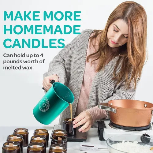 Vista 7 de Hearts & Crafts Macetas de velas, jarra de aluminio para vertir velas de 64 onzas, olla para hacer velas para cera derretida de 4 libras