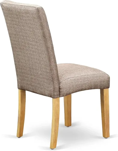 Vista 8 de East West Furniture ANDR5-OAK-16 - Juego de comedor de 5 piezas que incluye una mesa de cocina redonda con pedestal y 4 sillas Parson tapizadas
