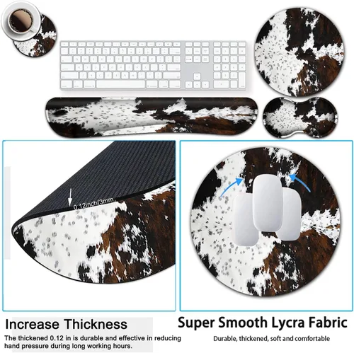 Vista 3 de Alfombrilla ergonómica para mouse con reposamuñecas y teclado de espuma viscoelástica, base antideslizante y reposamuñecas para computadora