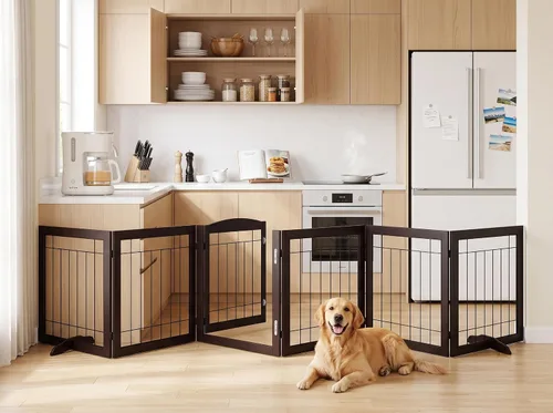 Vista 8 de Vantas Tall Dog Gate Indoor with Door, Freestanding, Foldable, 80" x 30" Pet Gate for Doorways, Stairs, Puppy Safety Fence, Extra Wide, Easy to