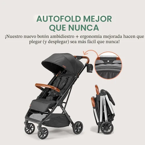 Vista 2 de Bombi Bēbee V2 Cochecito de Bebé Ligero - Cuero Vegano Premium, Plegado con Una Mano, Reclinación Infinita, Marco de Aluminio Grado Aeronáutico