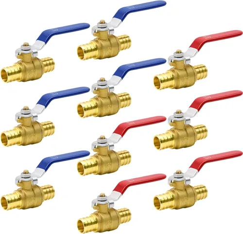 Vista 10 de 4 piezas de válvulas de bola PEX, válvula de bola de latón PEX de 1/2" de puerto completo, válvula de bola de cierre de puerto completo, giro