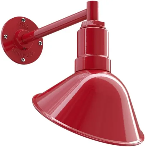 Vista 51 de Steel Lighting Co. Luz de Letrero de Tienda Venice para Pared de Acento de Restaurante al Aire Libre Cúpula de 9 pulgadas Brazo Recto de 6