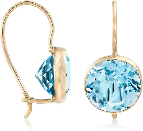 Vista 3 de Ross-Simons Aretes colgantes de topacio azul de 4,20 qt. t. en oro amarillo de 14 quilates, Gema, Topacio