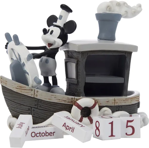 Vista 6 de Precious Moments Colección Disney Showcase: "Calendario infinito de Mickey Mouse" - Figura de resina de estilo vintage, artículo #144707