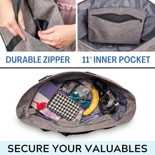 Vista 7 de Creative Green Life Bolso de mano XL para mujeres u hombres con cremallera superior, bolsa de mano de alta calidad para el trabajo, gimnasio