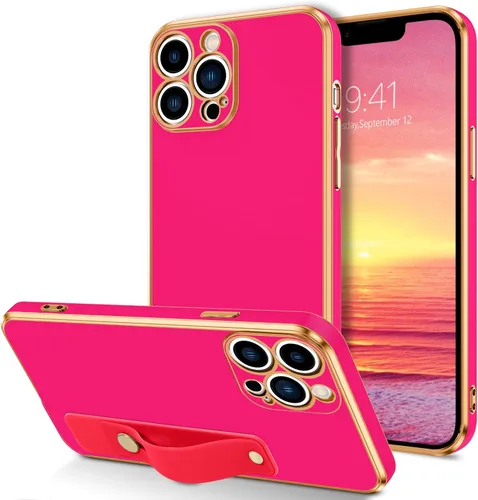 Vista 9 de VENINGO Funda para iPhone 13 Pro Max, TPU suave de ajuste delgado con soporte de pulsera ajustable, resistente a los arañazos y a prueba de golpes