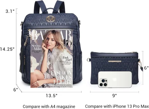 Vista 42 de MKP COLLECTION Mochila de moda para mujer, bolsa convertible grande para mujer, mochila de viaje, bolsa de hombro, juego de 2 piezas con borla, Beige