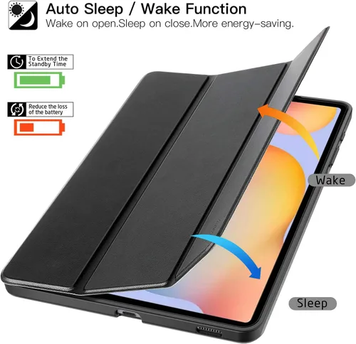 Vista 4 de ZtotopCases Funda para Galaxy Tab S6 Lite de 10.4 pulgadas 2024/2022/2020 con soporte para bolígrafo, función de encendido y apagado automático Negro