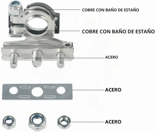 Vista 6 de Paquete de 2 terminales de cable de batería de poste superior automotriz de 12 V, kit de conectores de abrazadera, terminales de batería de 3 vías