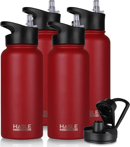 Vista 73 de HASLE OUTFITTERS Botella de agua aislada de 22 onzas, botella de agua de acero inoxidable de doble pared de boca ancha con tapa de popote y tapa