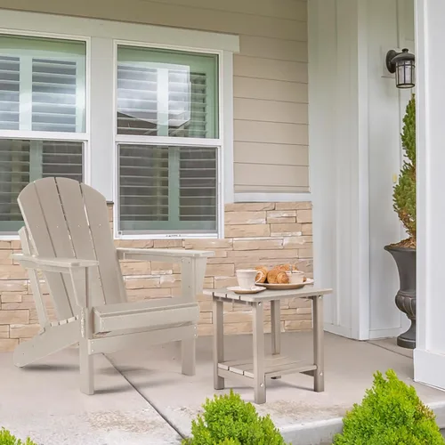 Vista 2 de Apolimi Adirondack - Mesa auxiliar para exteriores, mesa auxiliar de patio resistente de 2 niveles resistente a la intemperie, mesa auxiliar sólida