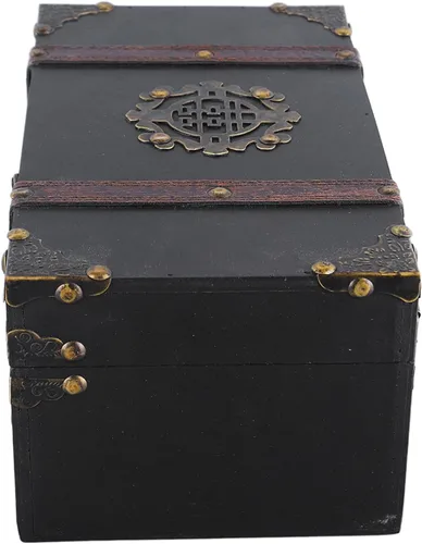 Vista 4 de jerss Caja de almacenamiento de madera retro para libros de joyería, caja de caja antigua para organizador de bolsas de almacenamiento, organizadores