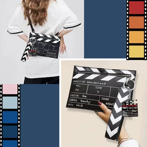 Vista 6 de Sunwel Fashion Paquete de 2 llaveros de Hollywood con diseño de película cortada para escena de acción y tablilla para mujeres y hombres, Negro