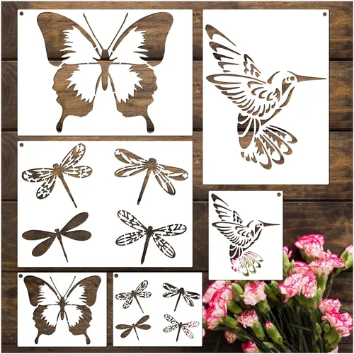 Vista 9 de 20 piezas de plantillas de hongos, plantillas reutilizables de hongos de estilo bohemio, luna y flores para pintar en madera, lienzo, azulejos