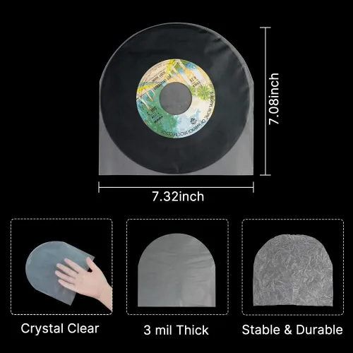 Vista 4 de sdroceRyaM Mangas interiores de disco de vinilo de 7 pulgadas, 50 piezas de plástico antiestático de fondo redondo EP fundas protectoras para discos