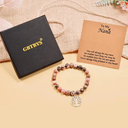 Vista 3 de GBTBYS Regalos para el día de la madre, pulseras de piedra natural para mamá, mamá, madre, abuela, abuelita, mujeres, regalos para mamá de hija