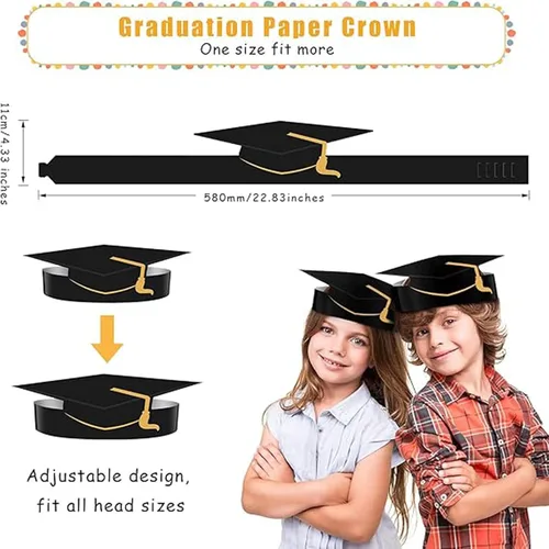 Vista 2 de Zonon 36 piezas de papel de graduación de papel corona de graduación diademas ajustables corona de papel decoración de graduación para estudiantes