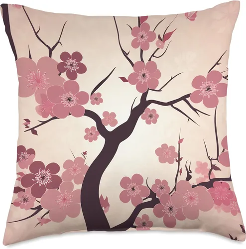 Vista 5 de Zen Petals Sakura Studios Enchanting Floral Whispers Cautivating Cherry Blossom Art - Almohada de 16 x 16 pulgadas, multicolor