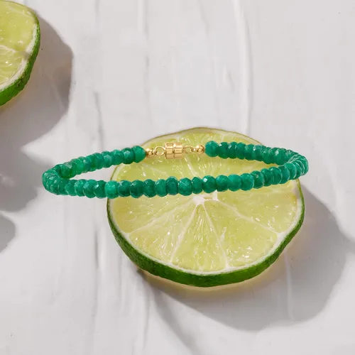 Vista 3 de Ross-Simons Pulsera de cuentas de piedras preciosas con cierre magnético de oro amarillo de 14 quilates, Gema, Zafiro