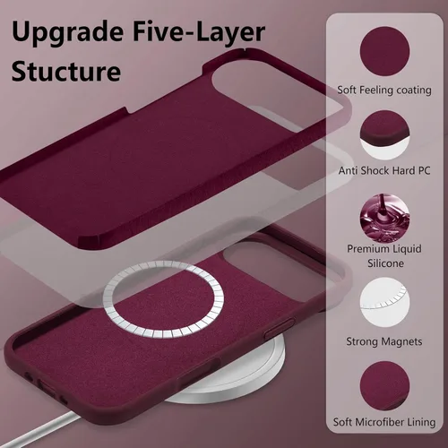 Vista 547 de Funda magnética de silicona para iPhone 13 Pro, color blanco antiguo [Compatible con Magsafe] [Forro de microfibra suave antiarañazos], funda