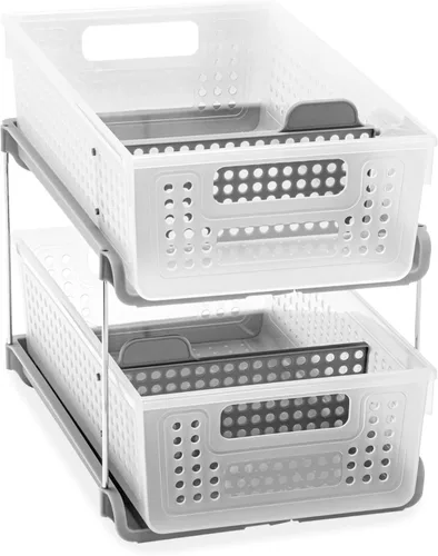 Vista 10 de madesmart Organizador de baño de 2 niveles, almacenamiento debajo del fregadero con cajones deslizantes, para suministros de limpieza, despensa
