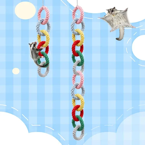 Vista 5 de Juguetes de planeador de azúcar, anillo de cuerda de algodón colgante para mascotas, juguetes de rata, accesorios de jaula de planeador de azúcar